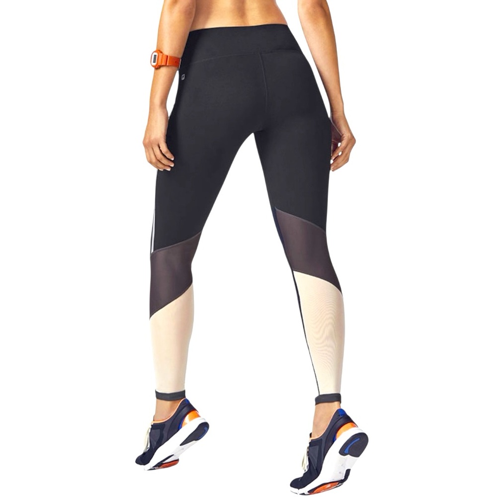 Fabletics Mid-Rise Mesh Powerhold® Colour Blocked Leggings | Size Medium